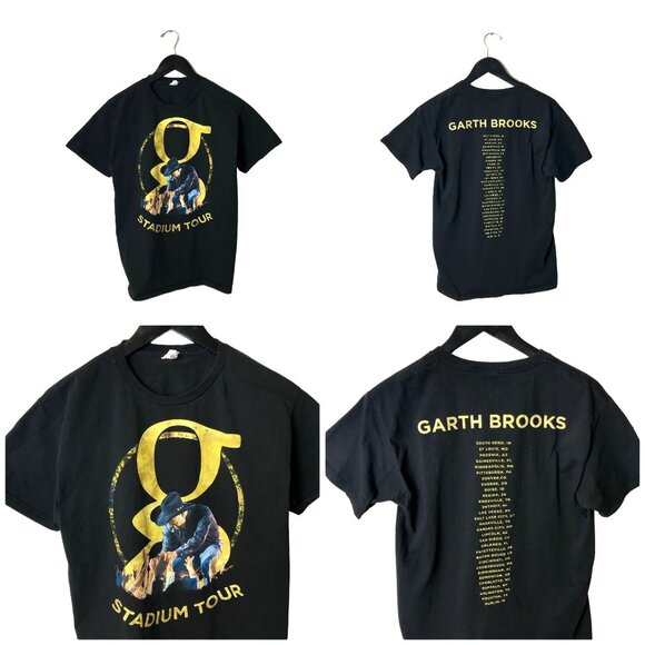 Garth Brooks T Shirt Black Medium M Graphic Tee Short Sleeve Cotton Solid Logo - Picture 1 of 14